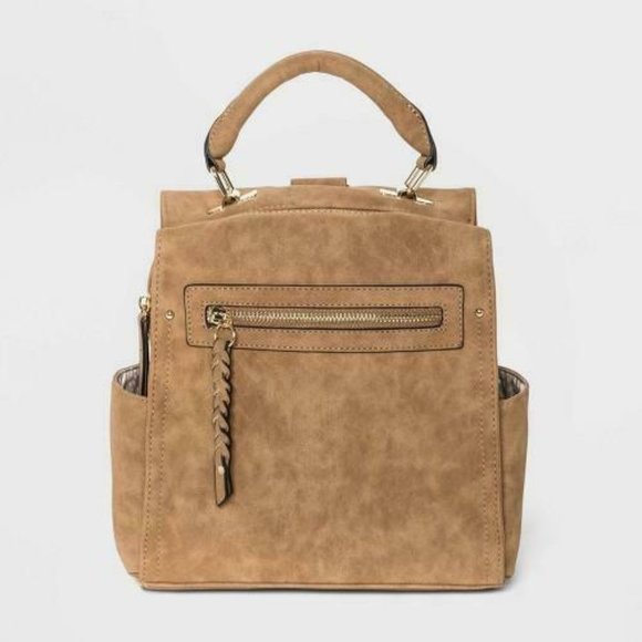 NYC Handbags - Women's Zip Closure Convertible Backpack Cognac NY